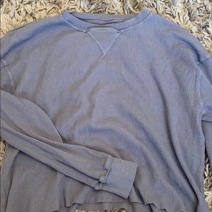 Blue Long Sleeve Waffle T-shirt